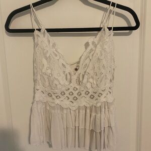 Free People White Lace Camisole Top